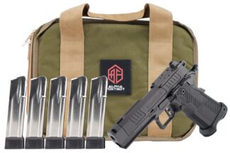 Alpha Foxtrot AA39X1QIG-XDBK20-PROM AF1911 Romulus Promo Compact Frame 9mm Luger 20+1 3.50" Black DLC Threaded Compensated Barrel, Black DLC Stainless Steel Optic Ready/Serrated Slide & Frame w/Beaver