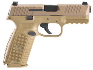 FN 66100489 509 9mm Luger 17+1 4" Black Target Crown Steel Barrel, Flat Dark Earth Serrated Stainless Steel Slide & Polymer Frame w/Picatinny Rail, FDE Interchangeable Backstrap Grip, Ambidextrous
