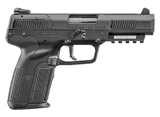 FN 3868900752 Five-seveN  5.7x28mm 4.80" Barrel 10+1, Matte Black Polymer Frame With Mounting Rail & Serrated Trigger Guard, Matte Black Steel Slide, Ambidextrous Safety