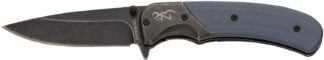 Browning 3220365 The Range  EDC Compact 2.75" Folding Drop Point, Plain Black Oxide Stonewashed 7Cr17MoV SS Blade, Black/Blue Aluminum/G10 Handle