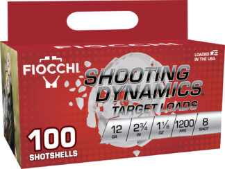 Fiocchi 12SDB188 Shooting Dynamics  12Gauge 2.75" 1 1/8oz 8Shot 100 Per Box/2 Case