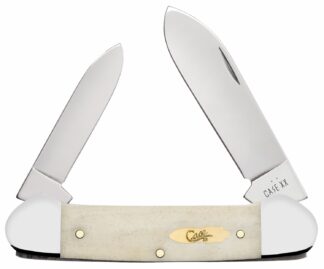 Case 11023 Canoe Folding Pen/Spear Plain Tru-Sharp SS Blade, Smooth Natural Bone Handle