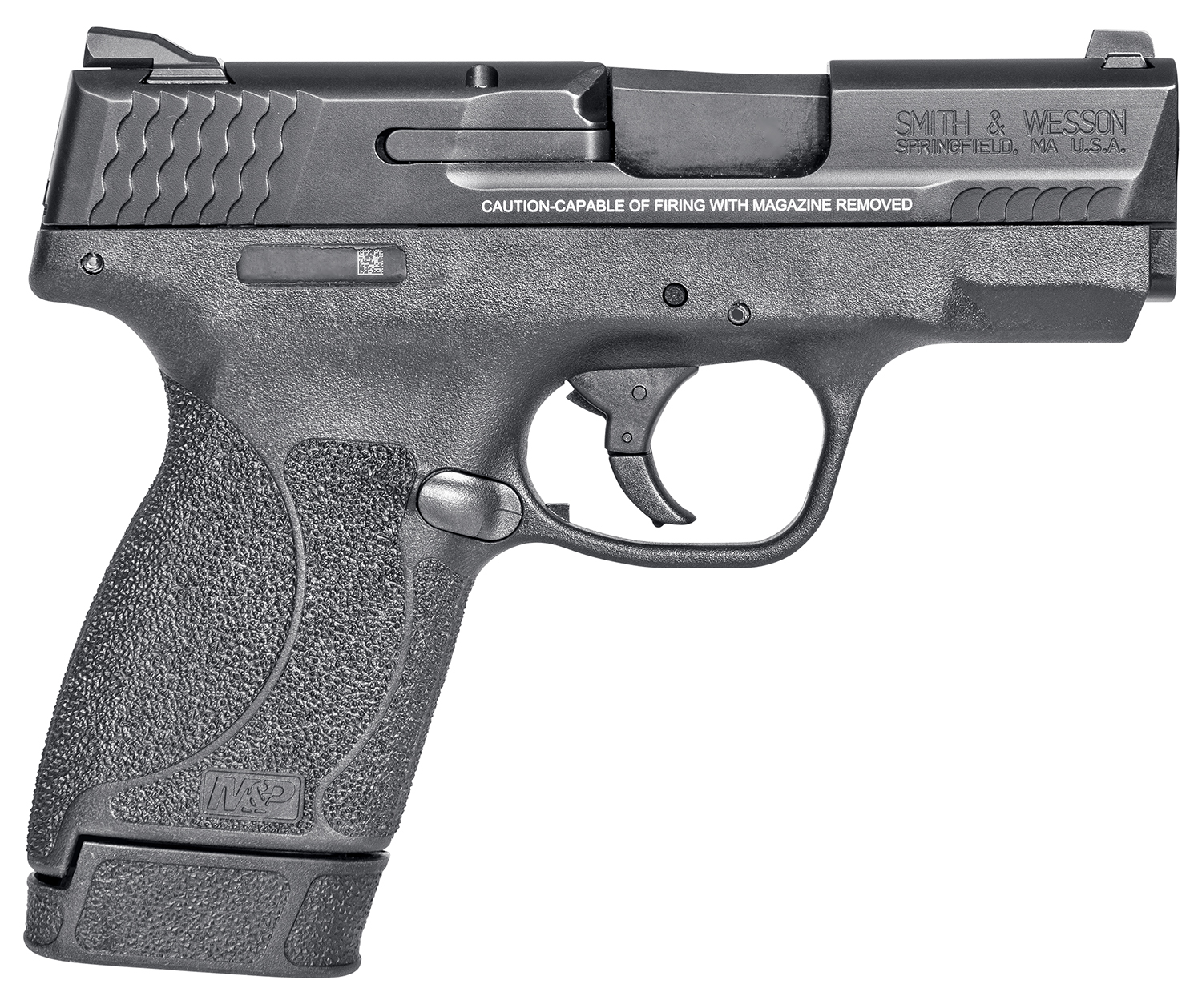 Smith & Wesson 14658 M&P M2.0 Shield Compact Slim Frame .45 ACP 7+1 3.30" Black Armornite Barrel, Black Armornite Stainless Steel Serrated Slide, Black Polymer Frame & Textured Grip, Manual Safety