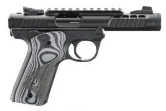 RUGER MARK IV 22/45 LITE 22LR 4.4IN BARREL 10RD BLACK OVERSIZED G10 GRIPS ADJUSTABLE REAR SIGHT PICATINNY RAIL NON-THREADED MA 43959