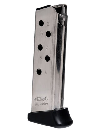 Walther Arms 2246010 PPK 6rd Detachable w/Finger Rest 380 ACP Nickel Steel