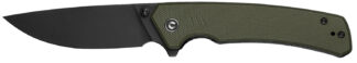 Civivi Knives C24012-2 Merit  3.28" Folding Drop Point Plain Black Stonewashed 14C28N Steel Blade, OD Green Textured G10 Handle