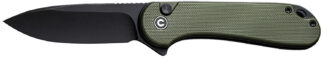 Civivi Knives C18062P-3 Elementum II  EDC 2.96" Folding Drop Point Plain Black Stonewashed Nitro-V Steel Blade, OD Green Textured G10 Handle