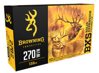 Browning Ammo B192402701 BXS Copper Expansion 270Win 130gr Lead Free Solid Expansion Polymer Tip 20 Per Box/10 Case