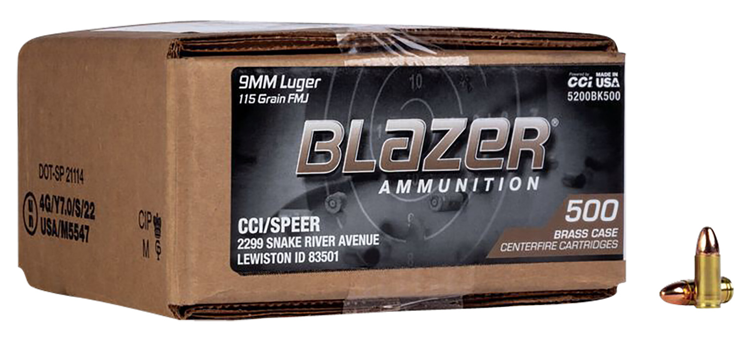 CCI Blazer Brass 9mm Luger 115gr FMJ, 500 Rounds