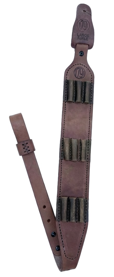 1791 Gunleather oiled brown steerhide rifle sling with shell holder rows