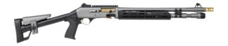 Panzer Arms PAM4CSGGTMFSS M4 Speed Pro 12 Gauge Semi-Auto 3" 5+1 18.50" Gray Ported Barrel, Gray w/Gold Titanium Accents Aluminum Receiver w/Picatinny Rail, M-LOK Handguard, Skeleton Stock, Black Poly