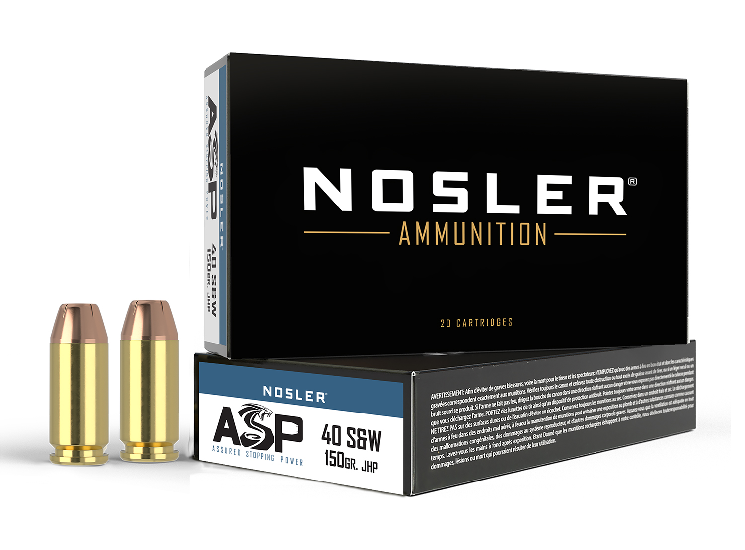Nosler ASP .40 S&W 150 Grain JHP Ammunition, 50 Rounds Per Box