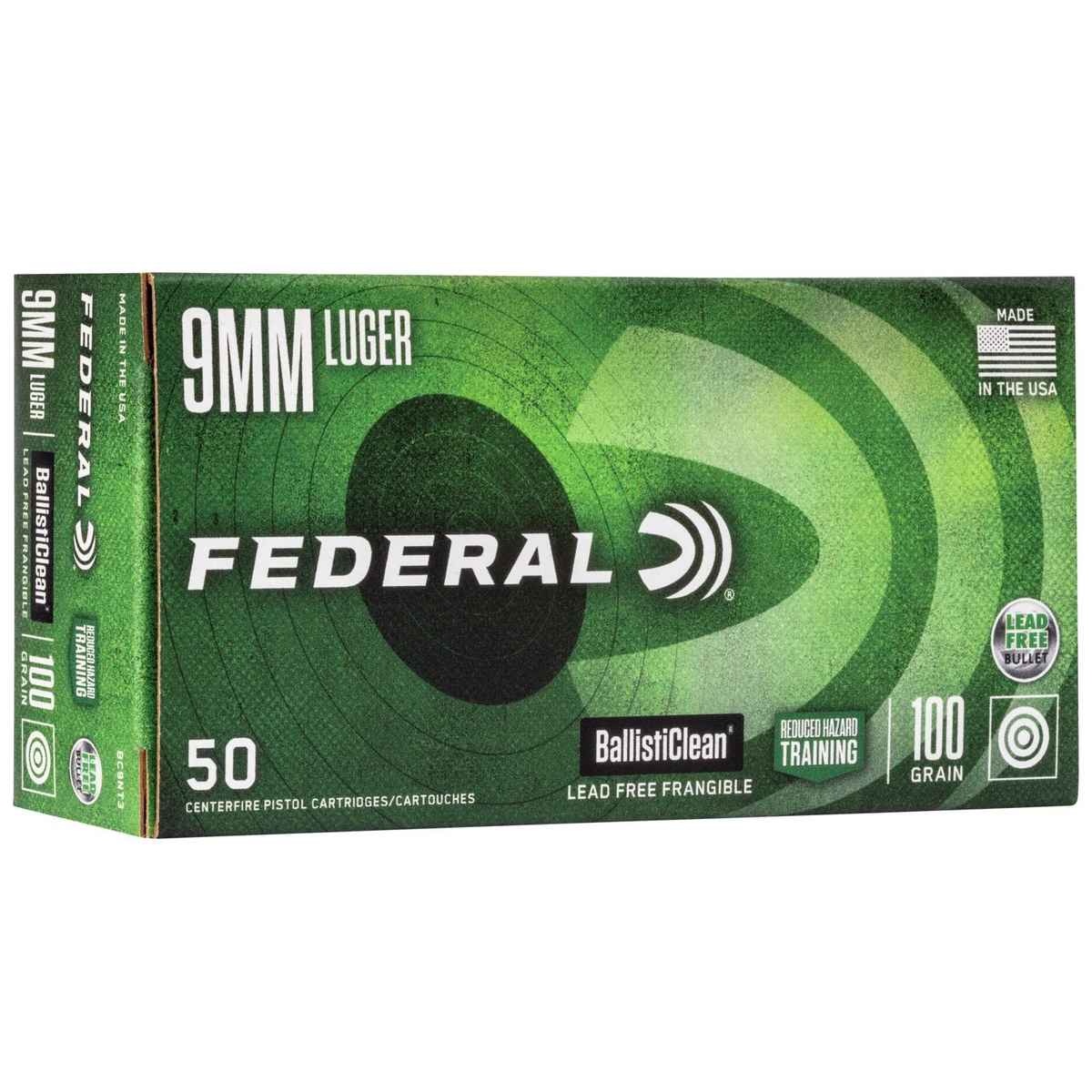 Federal Ammunition BallistiClean 9mm Luger 100 gr RHT Frangible, 50 Rounds